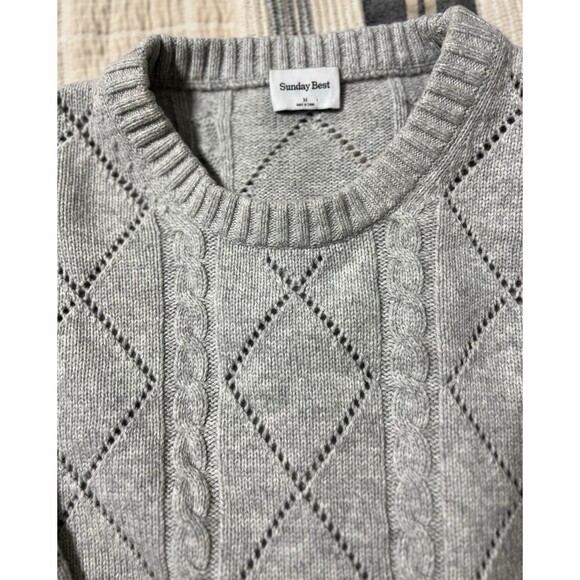 Aritzia Sunday Best Peggy Crewneck Gray Oversized Preppy Sweater M - Picture 4 of 9